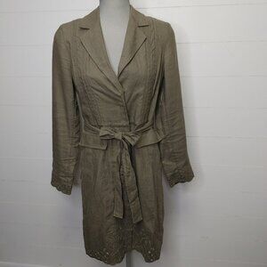 100% linen khaki green jacket size S